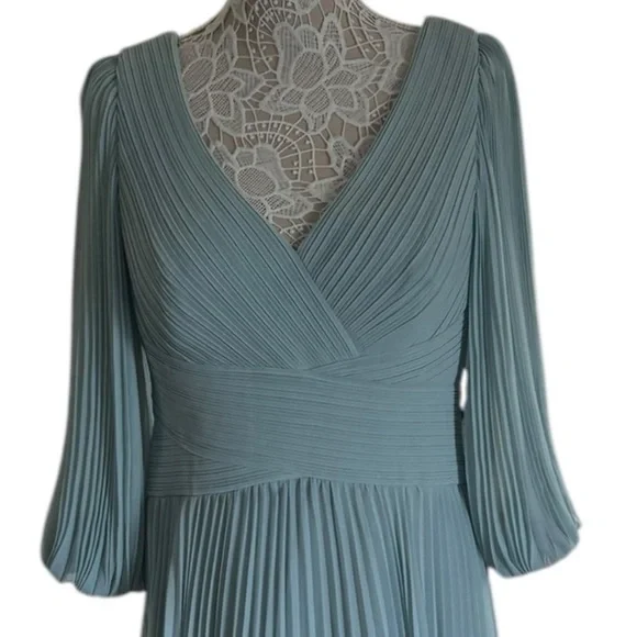 sachin and babi light blue dress Patchwork Printed Chiffon Pleated Gown main image 0
